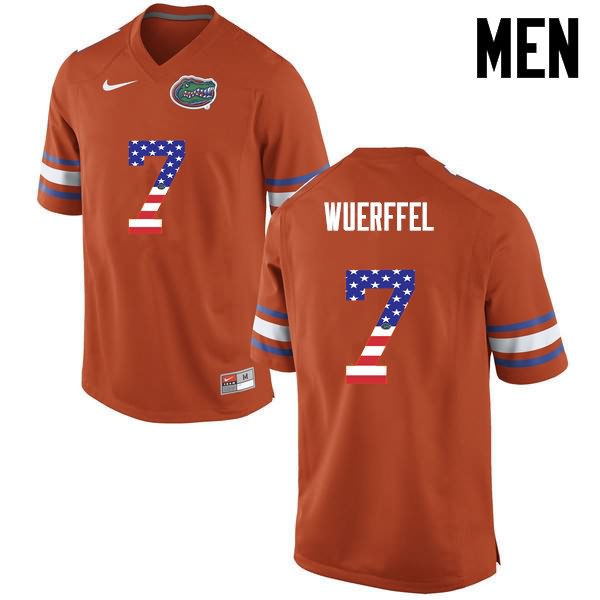 NCAA Florida Gators Danny Wuerffel Men's #7 USA Flag Fashion Nike Orange Stitched Authentic College Football Jersey TKU8764TV